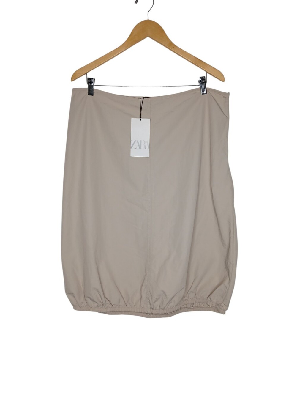Zara Neutral Balloon-Hem Midi Skirt